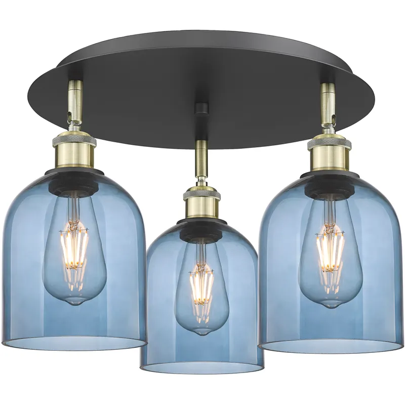Ballston Bella 3 Light 17.25 inch Black Antique Brass Flush Mount Ceiling Light