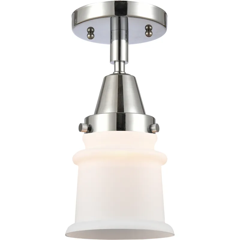 Franklin Restoration Small Canton LED 6 inch Polished Chrome Flush Mount Ceiling Light in Matte White Glass
