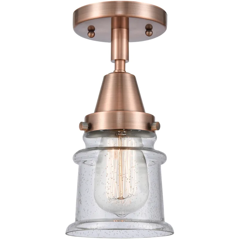 Franklin Restoration Small Canton LED 6 inch Antique Copper Flush Mount Ceiling Light in Seedy Glass