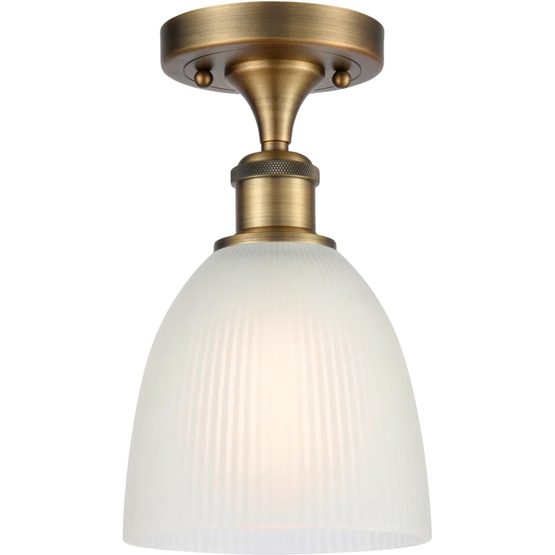 Castile 1 Light 6 inch Brushed Brass Flush Mount Ceiling Light in White Glass