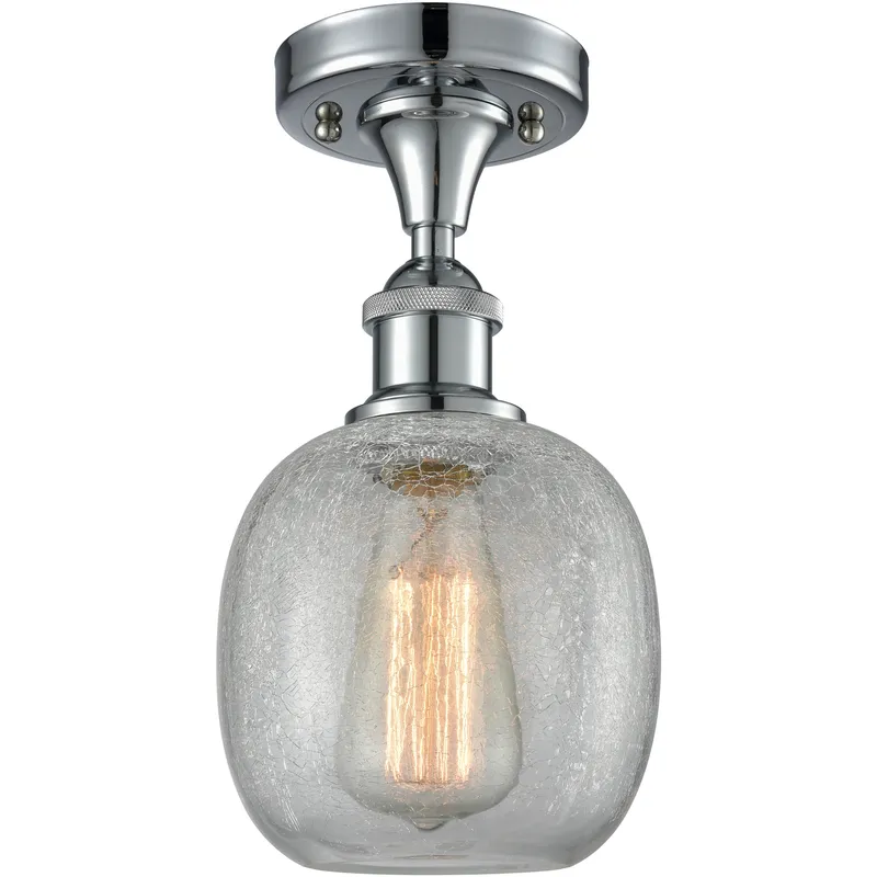 Edison Belfast 1 Light 6 inch Polished Chrome Semi-Flush Mount Ceiling Light in Clear Crackle Glass, 2.1 lb