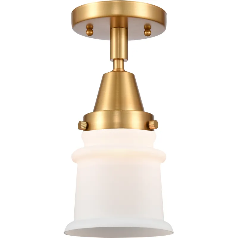 Franklin Restoration Small Canton LED 6 inch Satin Gold Flush Mount Ceiling Light in Matte White Glass