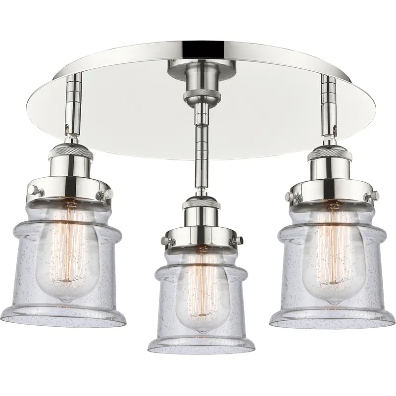 Canton 3 Light 17 inch Polished Nickel Flush Mount Ceiling Light in Seedy