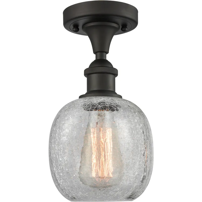 Edison Belfast 1 Light 6 inch Oil Rubbed Bronze Semi-Flush Mount Ceiling Light in Clear Crackle Glass, 2.1 lb