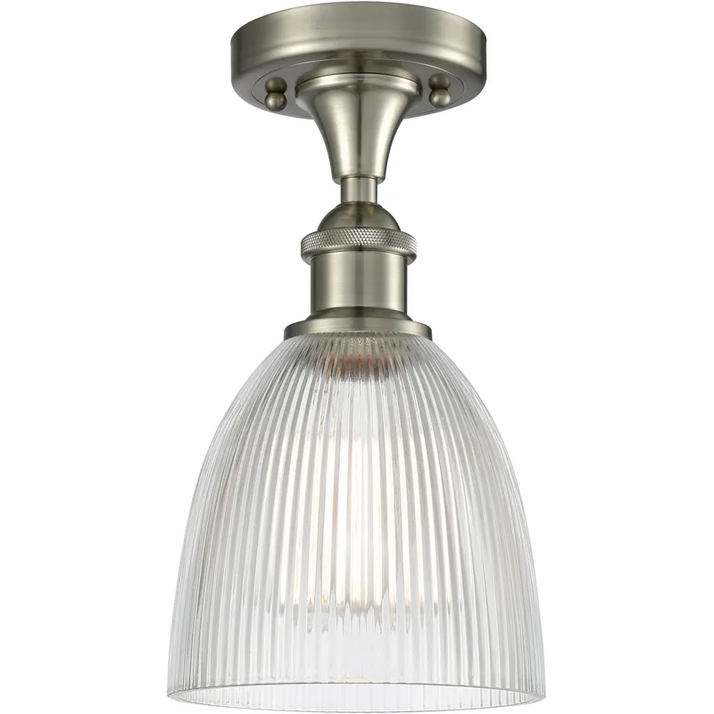 Edison Castile 1 Light 6 inch Brushed Satin Nickel Flush Mount Ceiling Light in Clear Glass