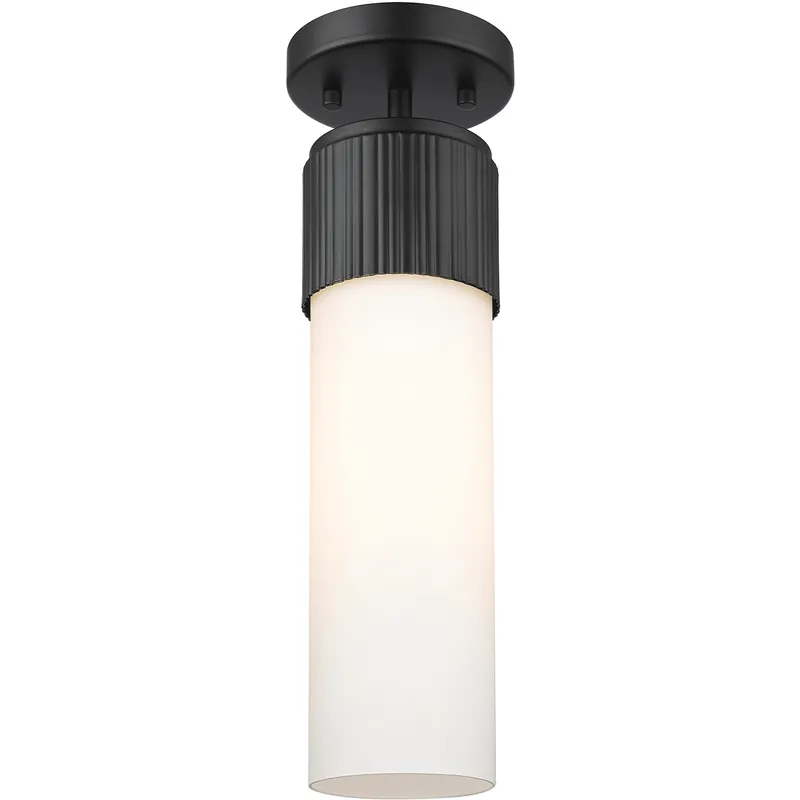 Bolivar 1 Light 4 inch Matte Black Flush Mount Ceiling Light in Matte White Glass