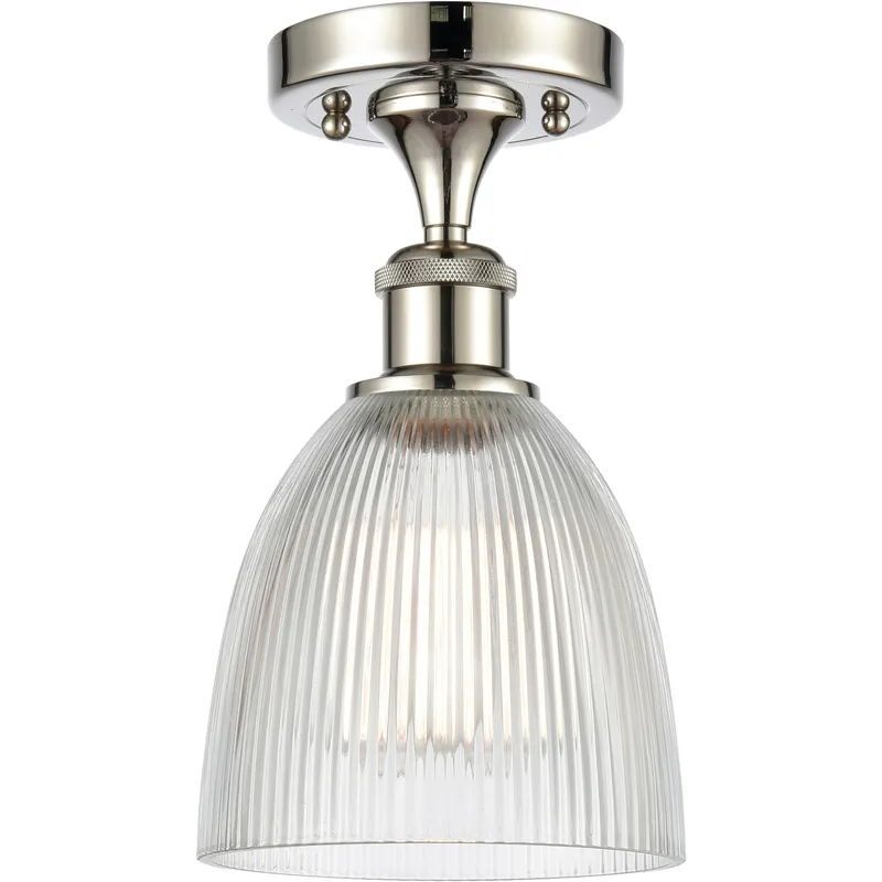Castile 1 Light 6 inch Polished Nickel Flush Mount Ceiling Light in Clear Glass