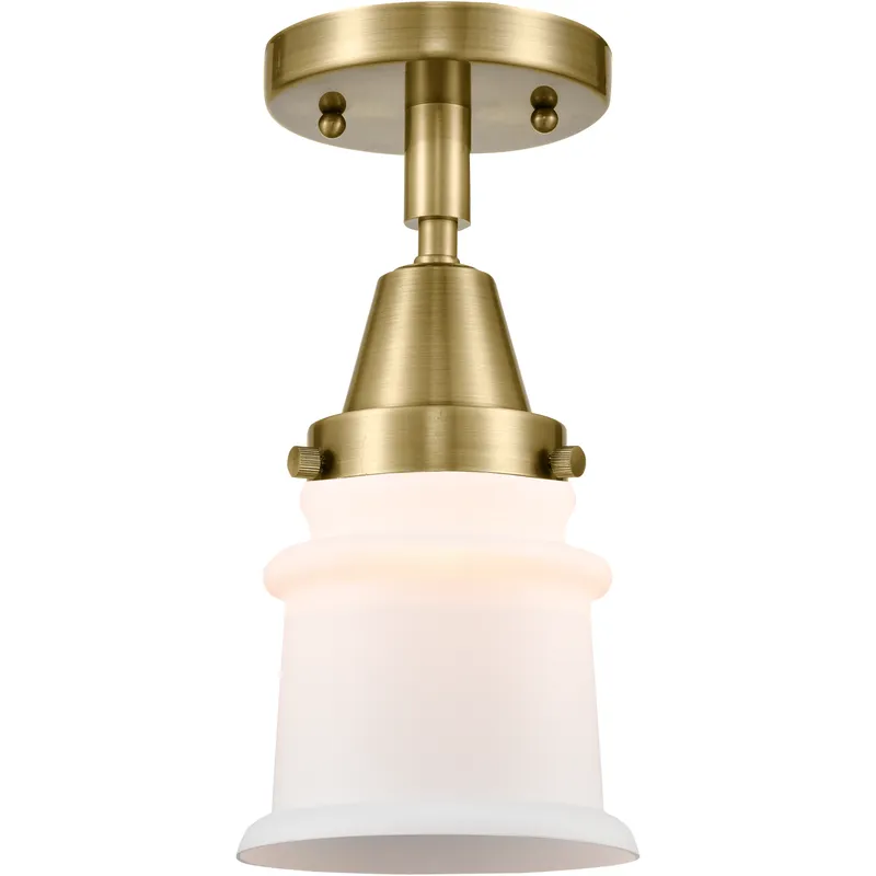Franklin Restoration Small Canton LED 6 inch Antique Brass Flush Mount Ceiling Light in Matte White Glass