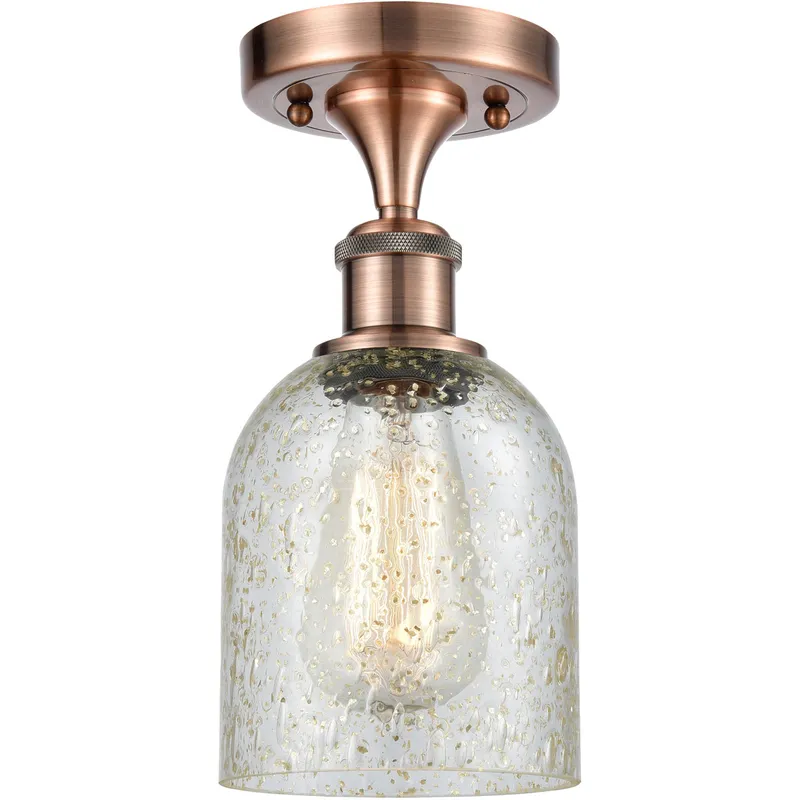Ballston Caledonia LED 5 inch Antique Copper Semi-Flush Mount Ceiling Light in Mica Glass, Ballston