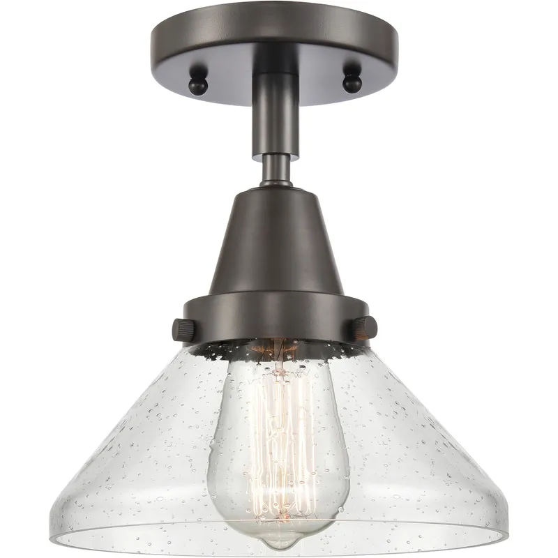 Franklin Restoration Caden 1 Light 8 inch Oil Rubbed Bronze Flush Mount Ceiling Light in Seedy Glass