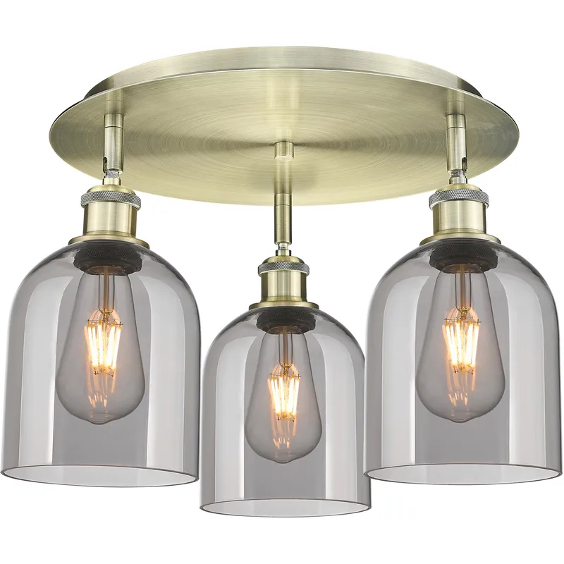 Ballston Bella 3 Light 17.25 inch Antique Brass Flush Mount Ceiling Light