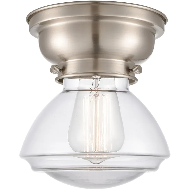 Aditi Olean 1 Light 7 inch Brushed Satin Nickel Flush Mount Ceiling Light in Clear Glass, Aditi