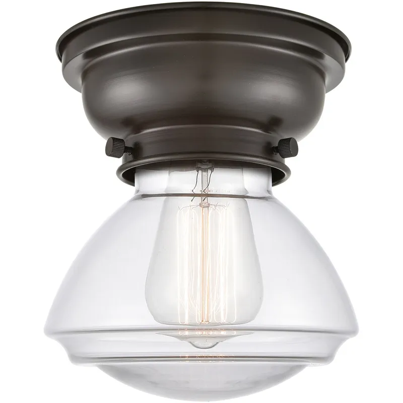 Aditi Olean 1 Light 7 inch Oil Rubbed Bronze Flush Mount Ceiling Light in Clear Glass, Aditi