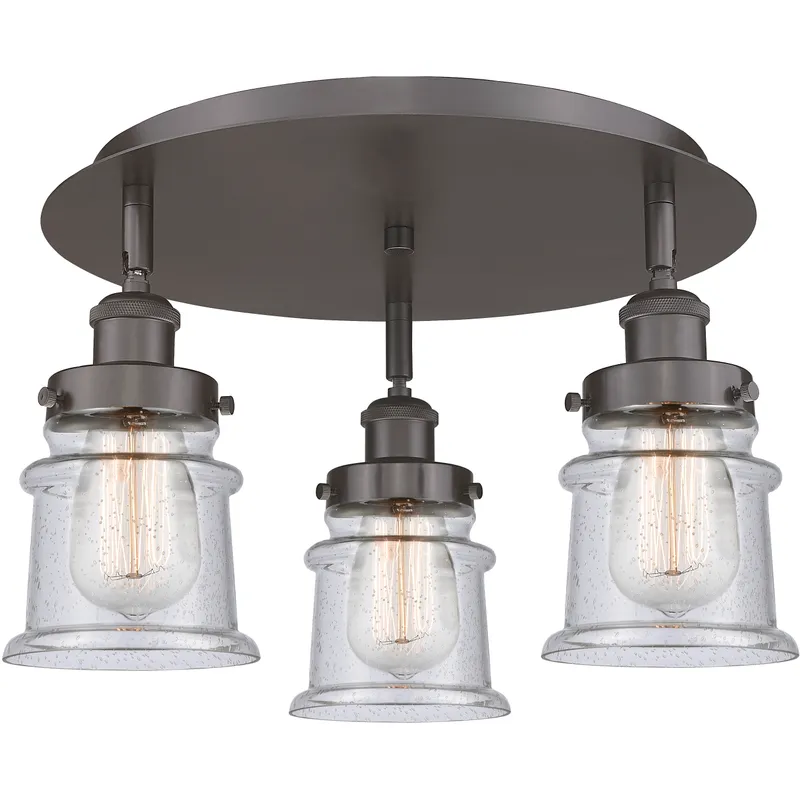 Canton 3 Light 17 inch Oil Rubbed Bronze Flush Mount Ceiling Light in Seedy