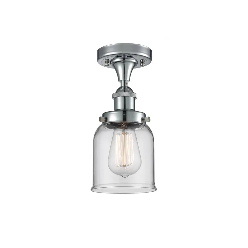 Ballston Small Bell LED 5 inch White and Polished Chrome Semi-Flush Mount Ceiling Light in Clear Glass