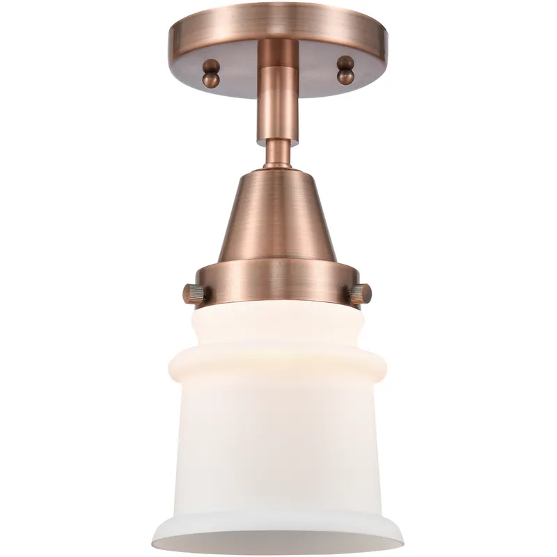 Franklin Restoration Small Canton LED 6 inch Antique Copper Flush Mount Ceiling Light in Matte White Glass