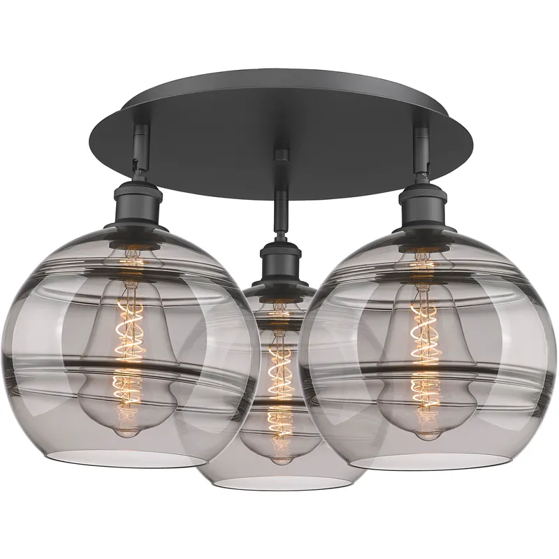 Ballston Rochester 3 Light 21.75 inch Matte Black Flush Mount Ceiling Light