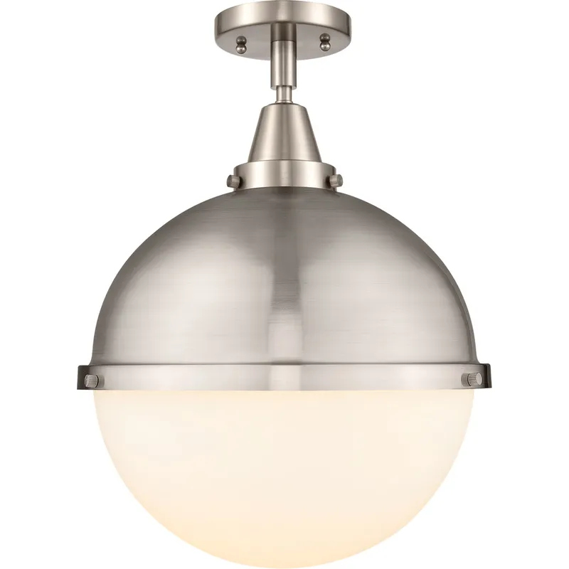 Franklin Restoration Hampden 1 Light 12.88 inch Brushed Satin Nickel Flush Mount Ceiling Light in Matte White Glass