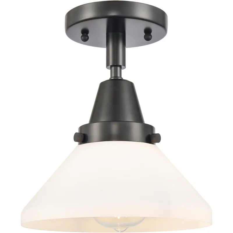 Franklin Restoration Caden LED 8 inch Matte Black Flush Mount Ceiling Light in Matte White Glass