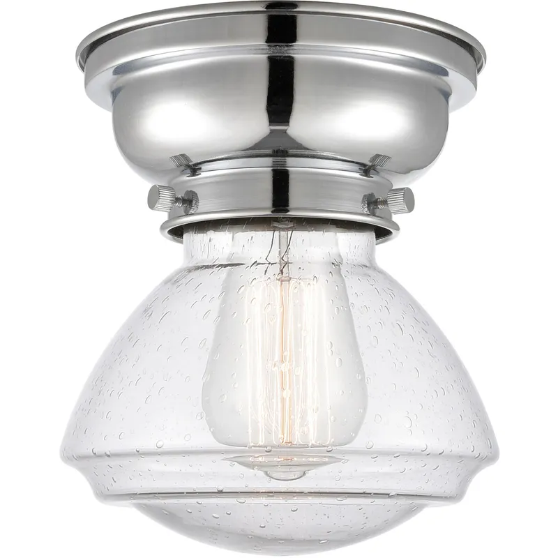 Aditi Olean 1 Light 7 inch Polished Chrome Flush Mount Ceiling Light in Seedy Glass, Aditi