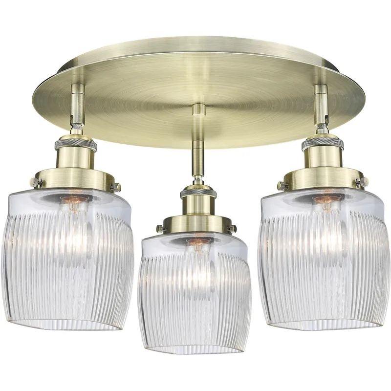 Colton 3 Light 17.25 inch Antique Brass Flush Mount Ceiling Light