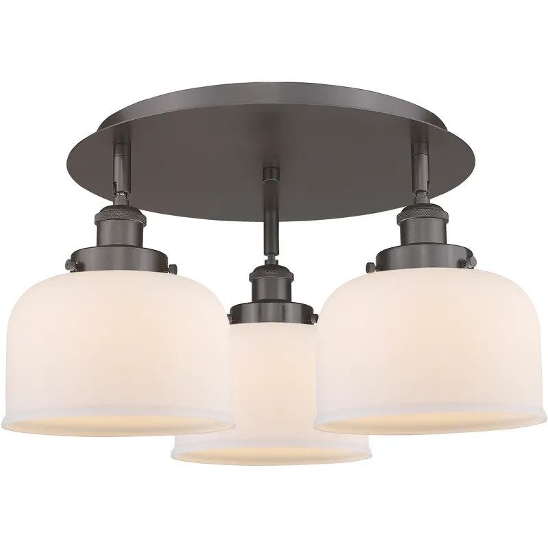 Bell 3 Light 19.75 inch Oil Rubbed Bronze Flush Mount Ceiling Light in Matte White