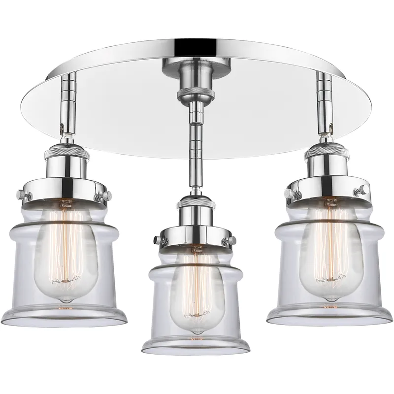 Canton 3 Light 17 inch Polished Chrome Flush Mount Ceiling Light in Clear