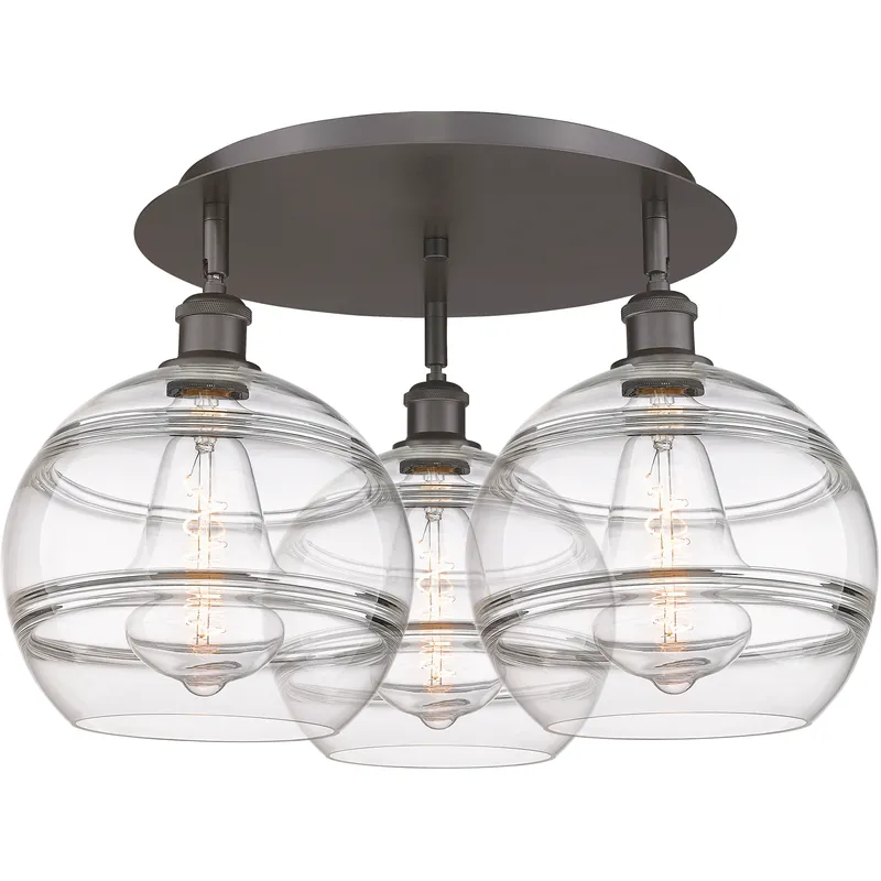 Ballston Rochester 3 Light 21.75 inch Oil Rubbed Bronze Flush Mount Ceiling Light