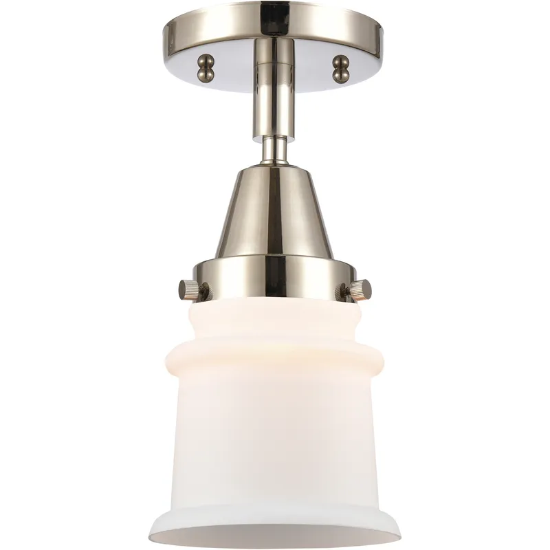 Franklin Restoration Small Canton LED 6 inch Polished Nickel Flush Mount Ceiling Light in Matte White Glass