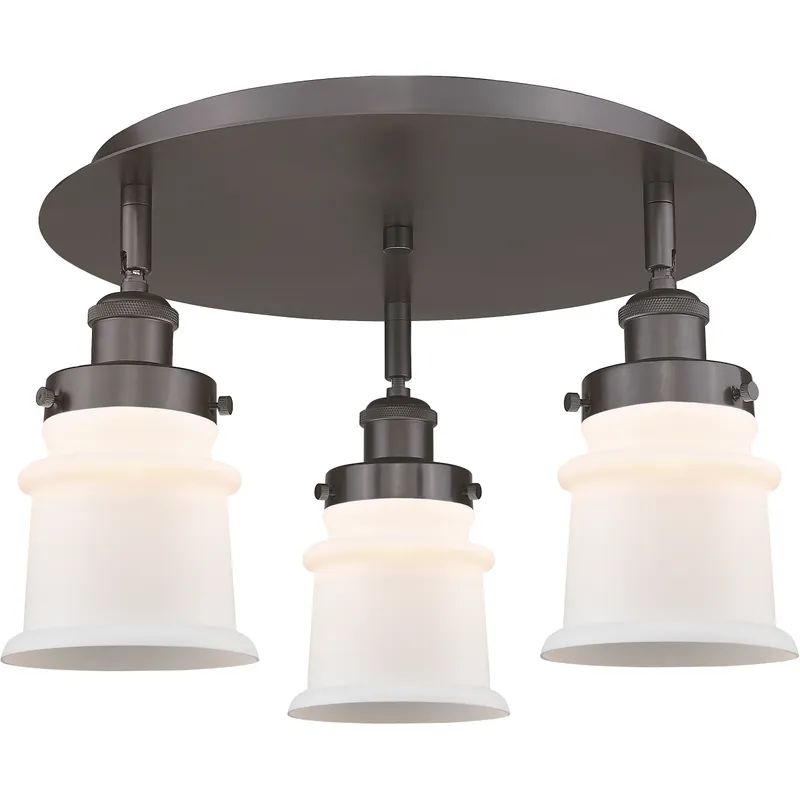 Canton 3 Light 17 inch Oil Rubbed Bronze Flush Mount Ceiling Light in Matte White