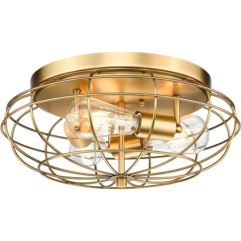 Providence 3 Light 15 inch Brushed Brass Flush Mount Ceiling Light
