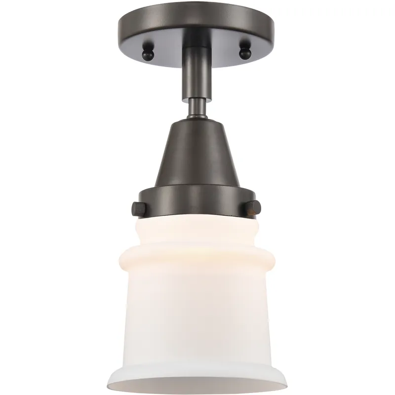 Franklin Restoration Small Canton LED 6 inch Oil Rubbed Bronze Flush Mount Ceiling Light in Matte White Glass