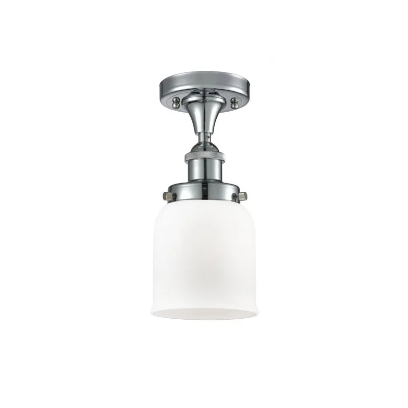 Ballston Small Bell LED 5 inch White and Polished Chrome Semi-Flush Mount Ceiling Light in Matte White Glass