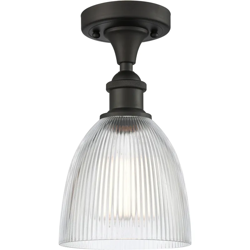 Edison Castile 1 Light 6 inch Oil Rubbed Bronze Semi-Flush Mount Ceiling Light in Clear Glass