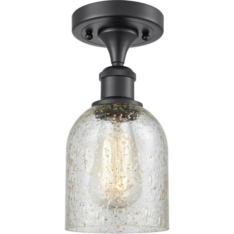 Ballston Caledonia LED 5 inch Matte Black Semi-Flush Mount Ceiling Light in Mica Glass, Ballston