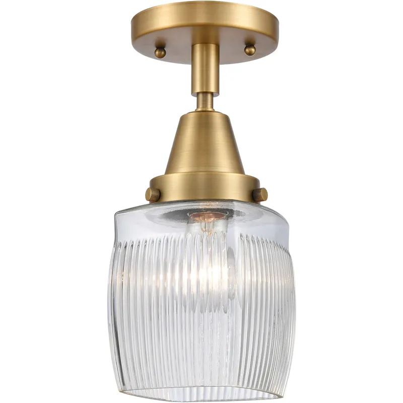 Franklin Restoration Colton 1 Light 6 inch Brushed Brass Flush Mount Ceiling Light