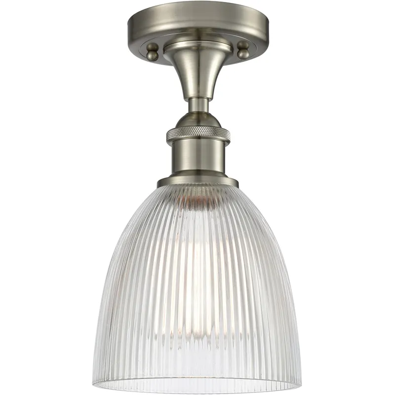 Ballston Castile LED 6 inch Brushed Satin Nickel Flush Mount Ceiling Light in Clear Glass, Ballston