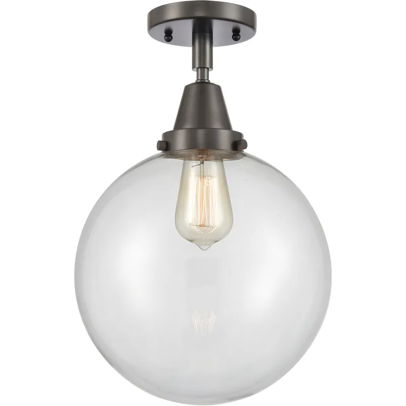 Downtown Urban Beacon 1 Light 10 inch Oil Rubbed Bronze Flush Mount Ceiling Light in Incandescent, Clear