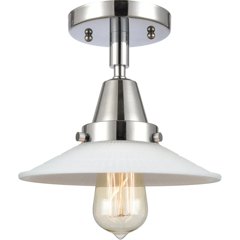 Franklin Restoration Halophane 1 Light 9 inch Polished Chrome Flush Mount Ceiling Light in Matte White Halophane Glass