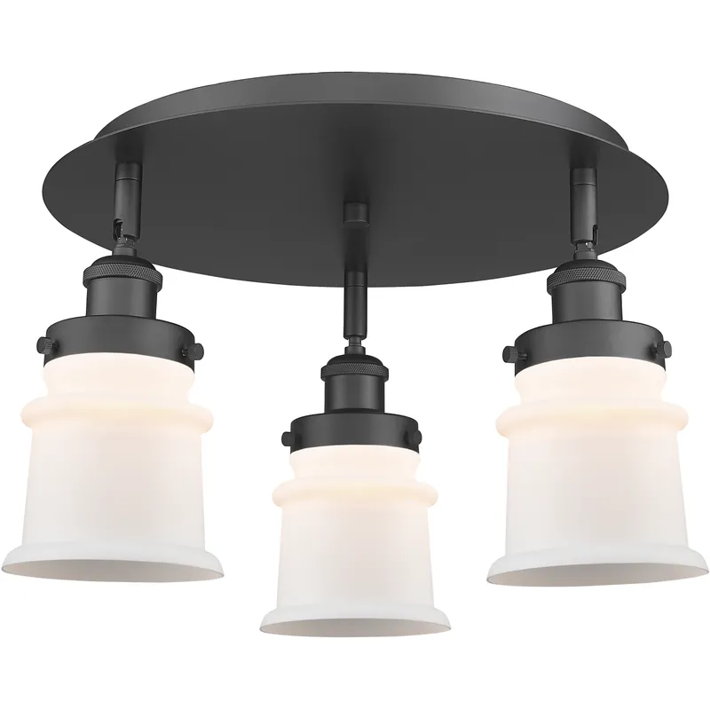 Canton 3 Light 17 inch Matte Black Flush Mount Ceiling Light in Matte White
