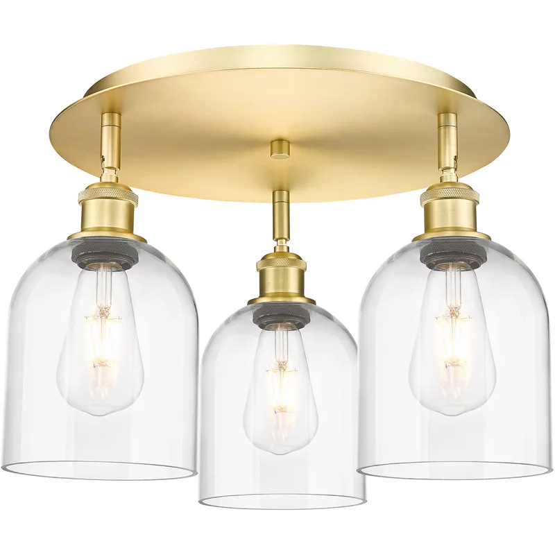 Ballston Bella 3 Light 17.25 inch Satin Gold Flush Mount Ceiling Light