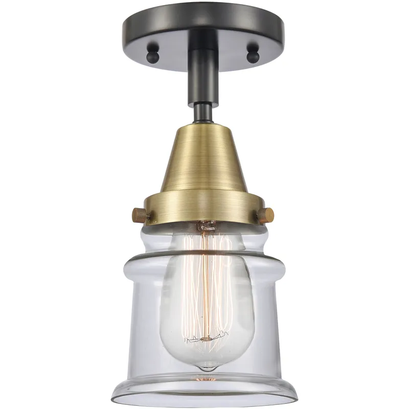 Franklin Restoration Small Canton LED 6 inch Black Antique Brass Flush Mount Ceiling Light in Clear Glass