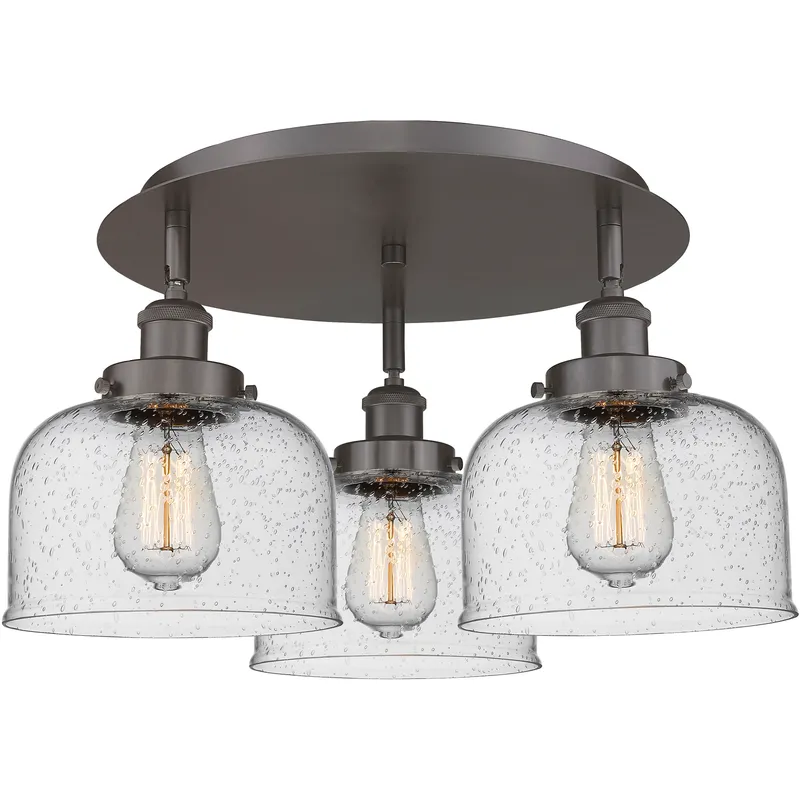 Bell 3 Light 19.75 inch Oil Rubbed Bronze Flush Mount Ceiling Light in Seedy