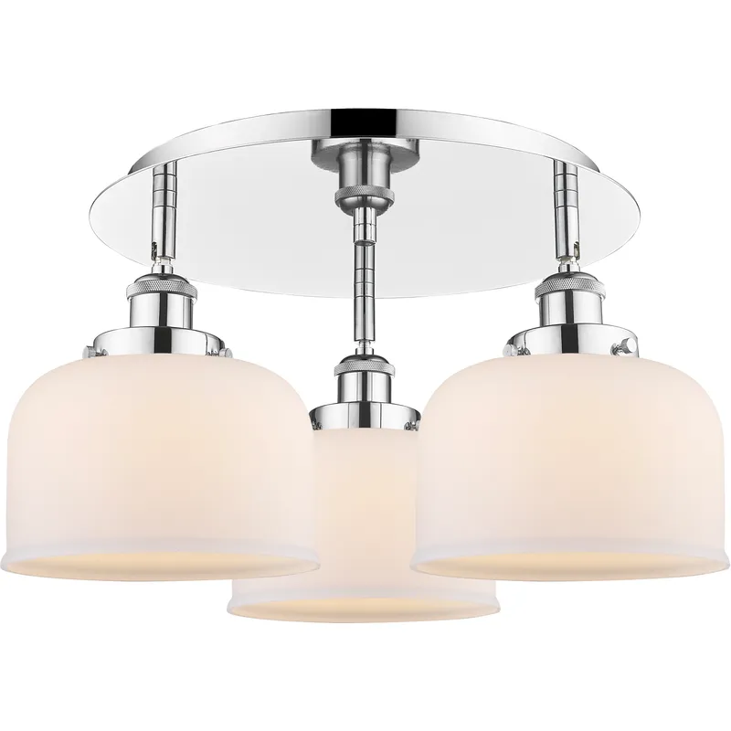 Bell 3 Light 19.75 inch Polished Chrome Flush Mount Ceiling Light in Matte White