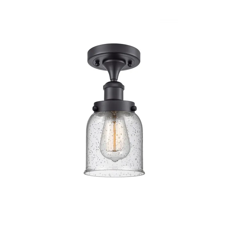 Ballston Small Bell LED 5 inch Matte Black Semi-Flush Mount Ceiling Light in Seedy Glass, Ballston
