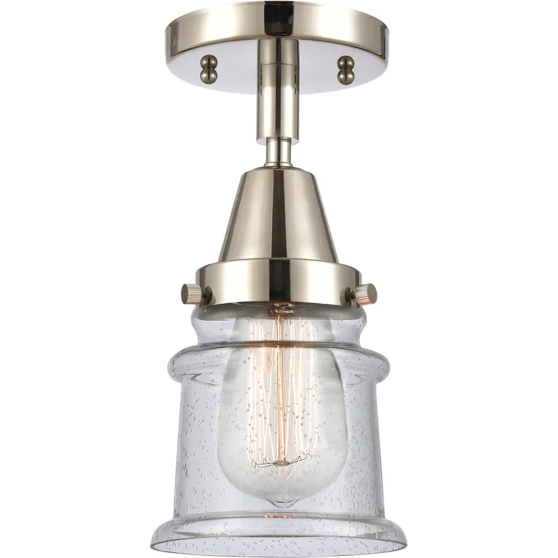 Franklin Restoration Small Canton LED 6 inch Polished Nickel Flush Mount Ceiling Light in Seedy Glass