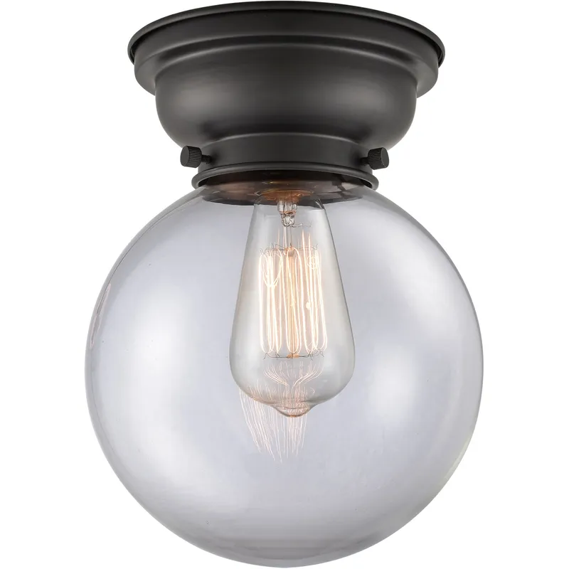 Aditi Large Beacon 1 Light 8 inch Matte Black Flush Mount Ceiling Light in Clear Glass, Aditi