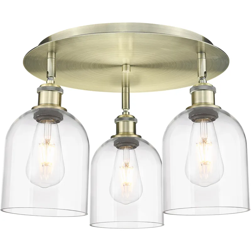 Ballston Bella 3 Light 17.25 inch Antique Brass Flush Mount Ceiling Light