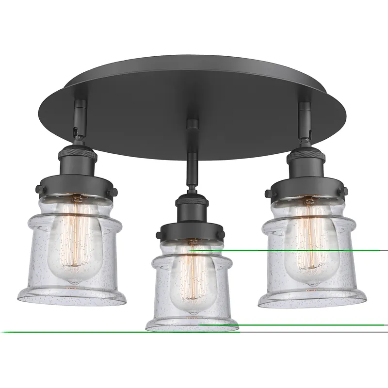 Canton 3 Light 17 inch Matte Black Flush Mount Ceiling Light in Seedy