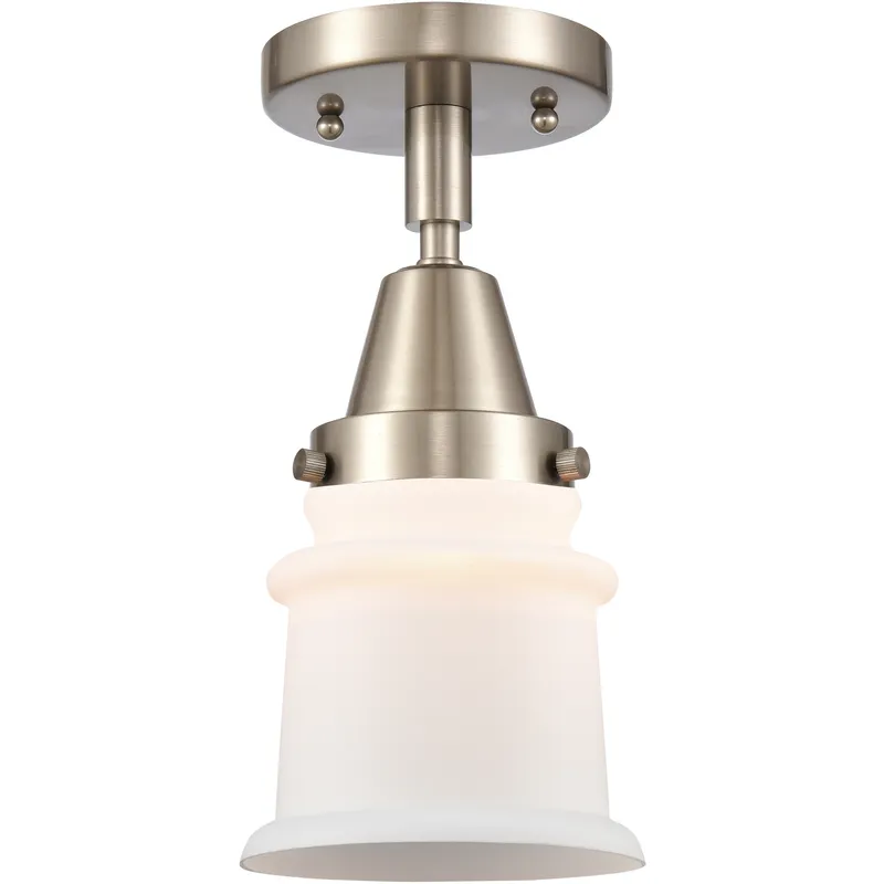 Franklin Restoration Small Canton LED 6 inch Brushed Satin Nickel Flush Mount Ceiling Light in Matte White Glass